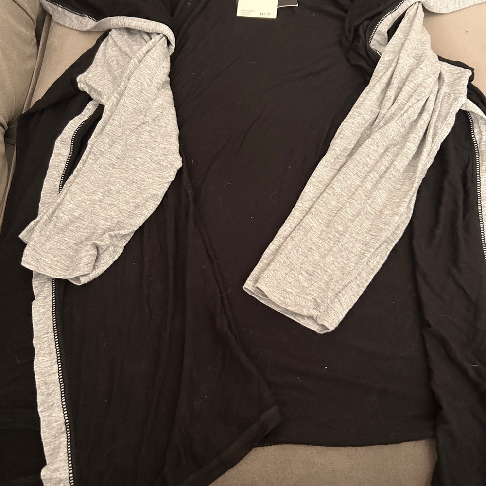 Black and Gray Open Cardigan